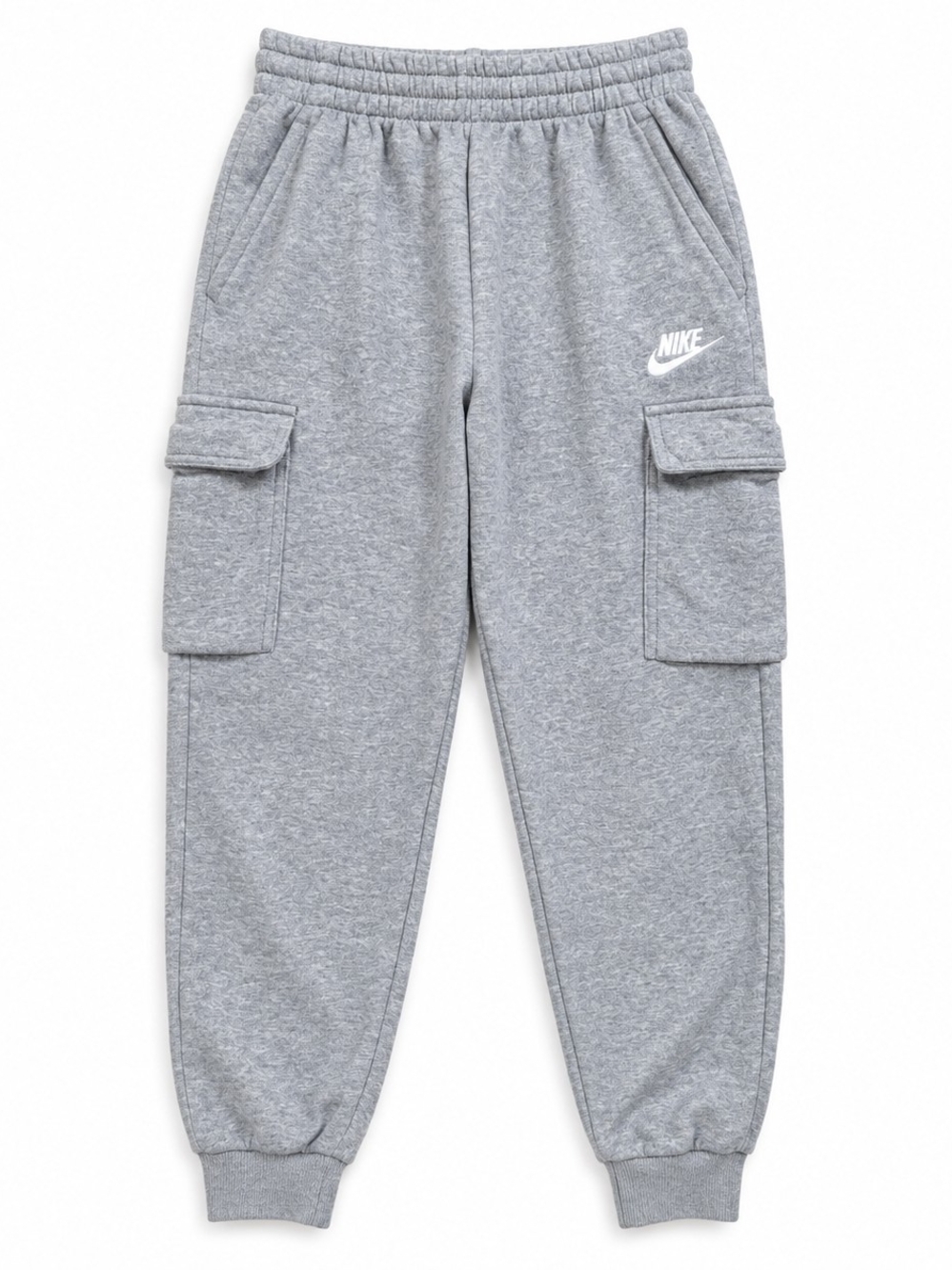 Nike Boys L Gray Cargo Fleece Jogger Sweatpants Swoosh